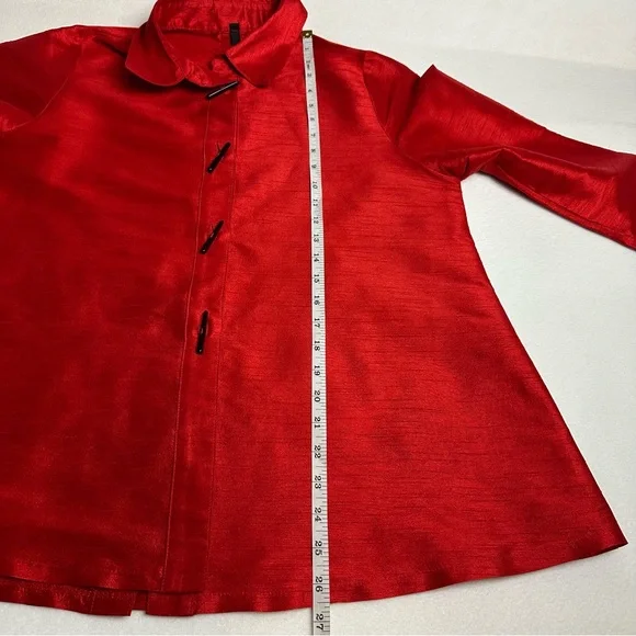 Red A-Line Button-Up Cocktail Blouse / Evening Jacket Sz Sm - Picture 7 of 9